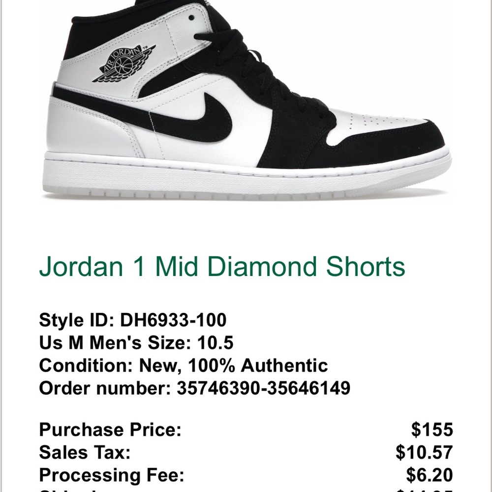 Air Jordan 1 mid diamond se men’s 10.5